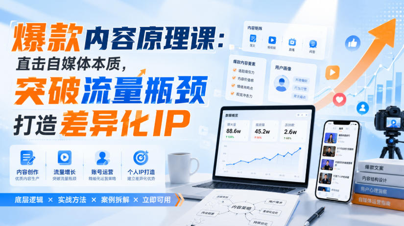 爆款内容原理课：直击自媒体本质，突破流量瓶颈打造差异化IP-智享云联