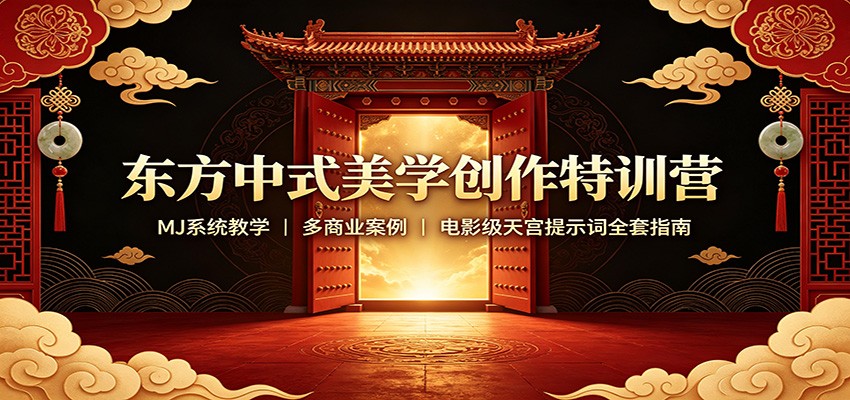东方中式美学创作特训营：MJ系统教学，多商业案例，电影级天宫提示词全套指南-智享云联