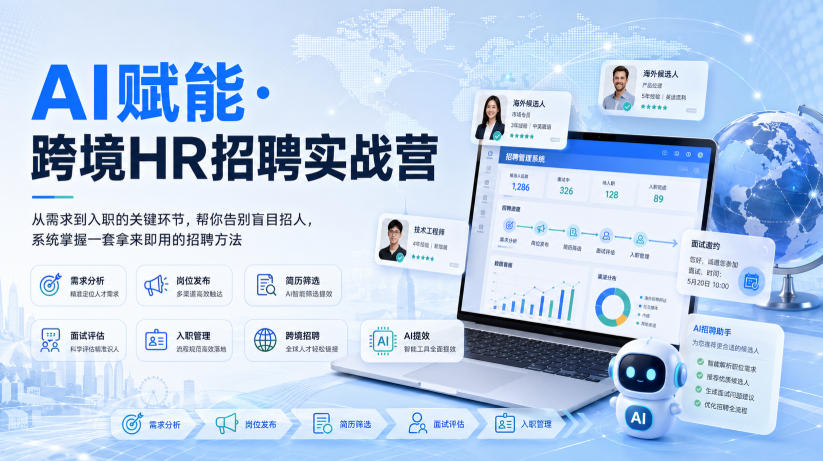 AI赋能·跨境HR招聘实战营，从需求到入职的关键环节，帮你告别盲目招人，系统掌握一套拿来即用的招聘方法-智享云联