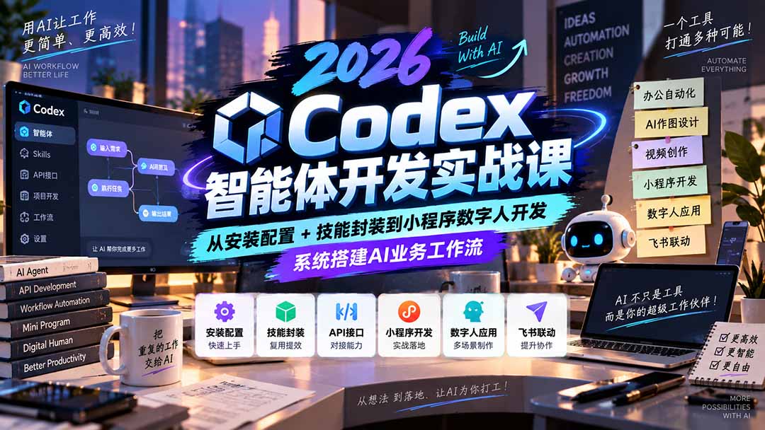 2026Codex智能体开发实战课:从安装配置+技能封装到小程序数字人开发,系统搭建AI业务工作流-智享云联