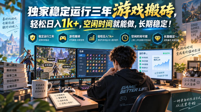 独家稳定运行三年游戏搬砖,轻松日入1k+,空闲时间就能做,长期稳定!【揭秘】-智享云联