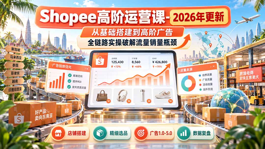 Shopee高阶运营课-更新9月,从基础搭建到高阶广告,全链路实操破解流量销量瓶颈-智享云联