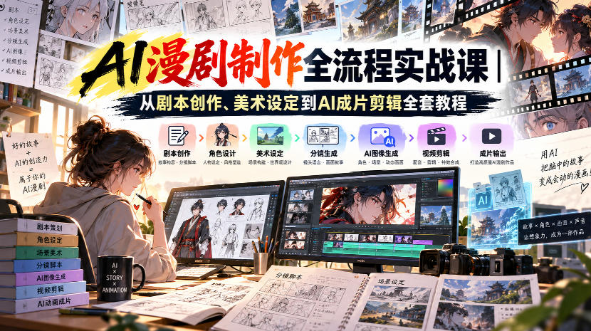 AI漫剧制作全流程实战课｜从剧本创作、美术设定到AI成片剪辑全套教程​-智享云联