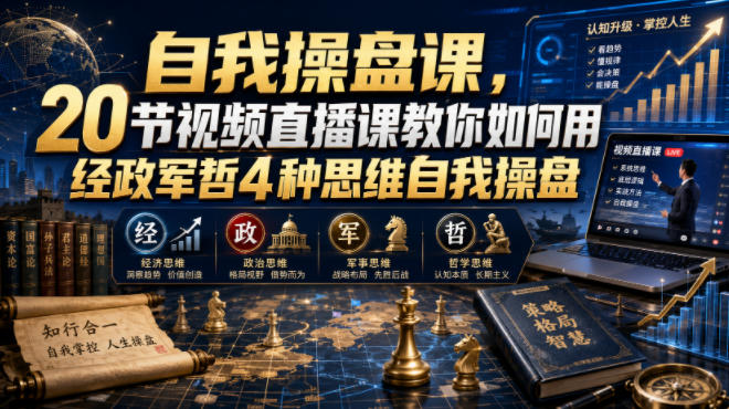 【无水印】自我操盘课，20节视频直播课教你如何用经政军哲4种思维自我操盘(更新0924)-智享云联