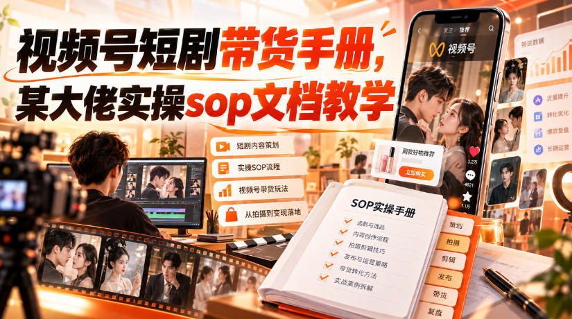 视频号短剧带货手册，某大佬实操sop文档教学-智享云联