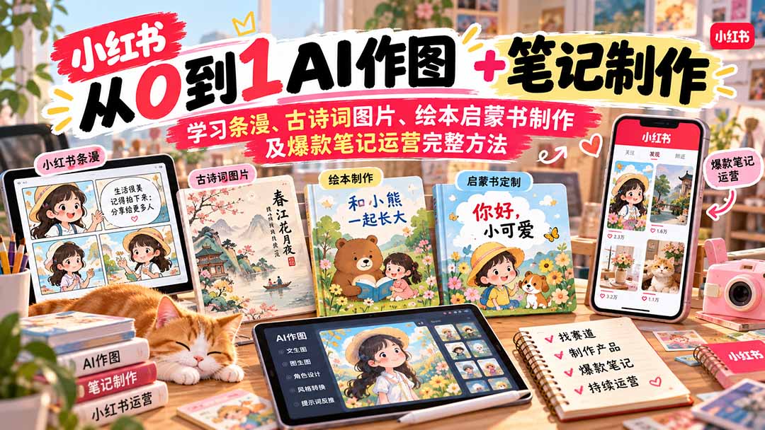 2026小红书AI内容创作从0到1:学习条漫、古诗词图片、绘本启蒙书制作及爆款笔记运营完整方法-智享云联