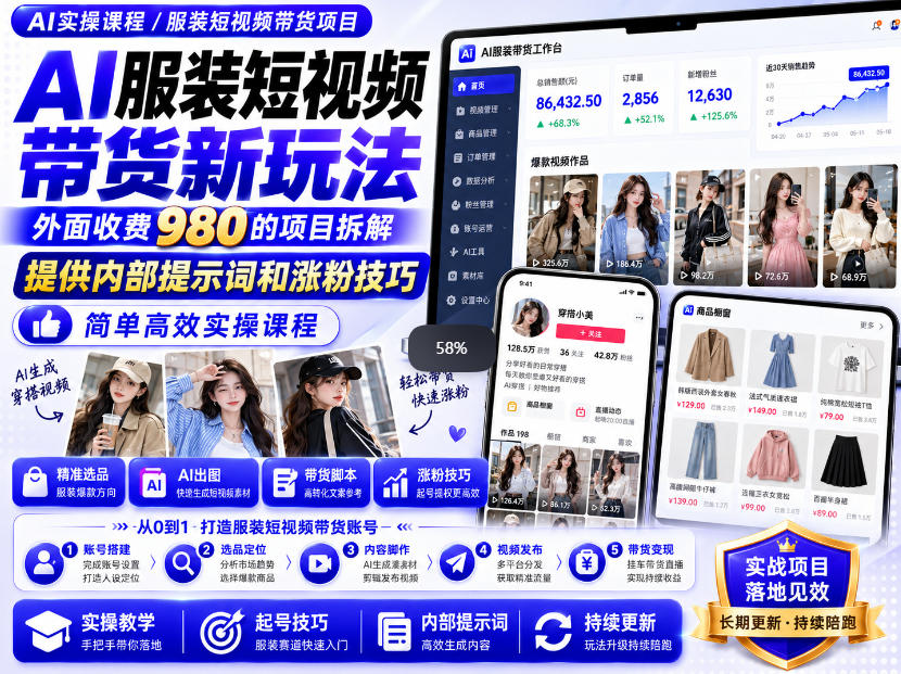 外面收费980AI快手带货系统课程，内部课程首次外放，操作简单高效，一分钟一条爆款视频-智享云联