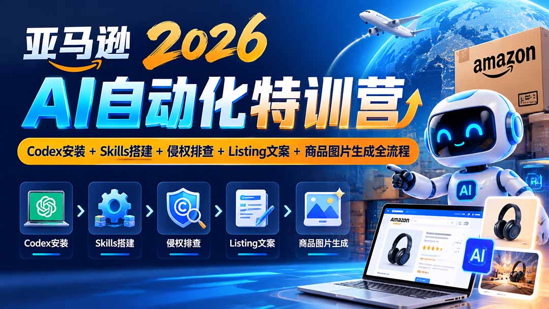 亚马逊2026AI自动化-10月特训营：Codex安装+Skills搭建+侵权排查+Listing文案+商品图片生成全流程-智享云联