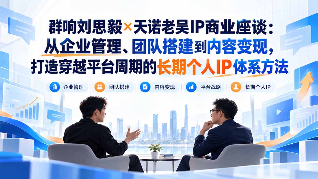 群响刘思毅×天诺老吴IP商业座谈:从企业管理、团队搭建到内容变现,打造穿越平台周期的长期个人IP体系方法-智享云联