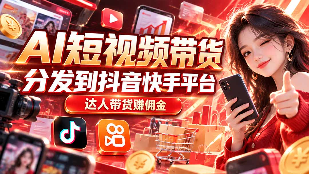 【AI短视频带货】分发到抖音快手平台,达人带货赚佣金-智享云联