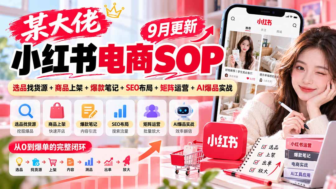某大佬小红书电商SOP|9月更新:选品找货源+商品上架+爆款笔记+SEO布局+矩阵运营+AI爆品实战-智享云联