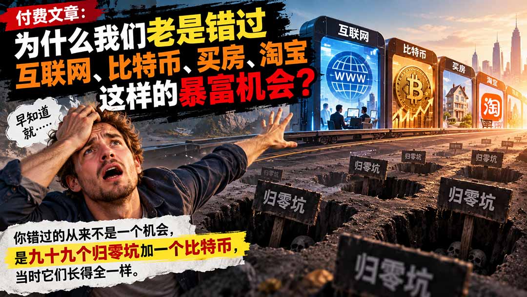 付费文章:为什么我们老是错过互联网、比特币、买 房、淘宝这样的暴富机会?-智享云联