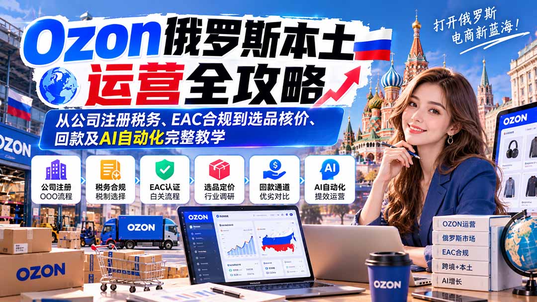 Ozon俄罗斯本土运营全攻略:从公司注册税务、EAC合规到选品核价、回款及AI自动化完整教学-智享云联