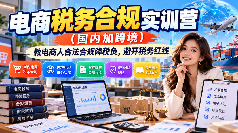电商税务合规实训营(国内加跨境)，教电商人合法合规降税负，避开税务红线-智享云联