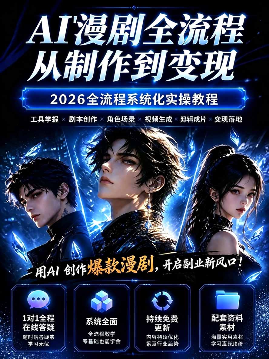 图片[1]-【无水印】2026AI漫剧创作与商业变现掘金营：打通选题→AI编剧→角色场景→自动分镜→视频生成→剪辑发布→运营变现-智享云联