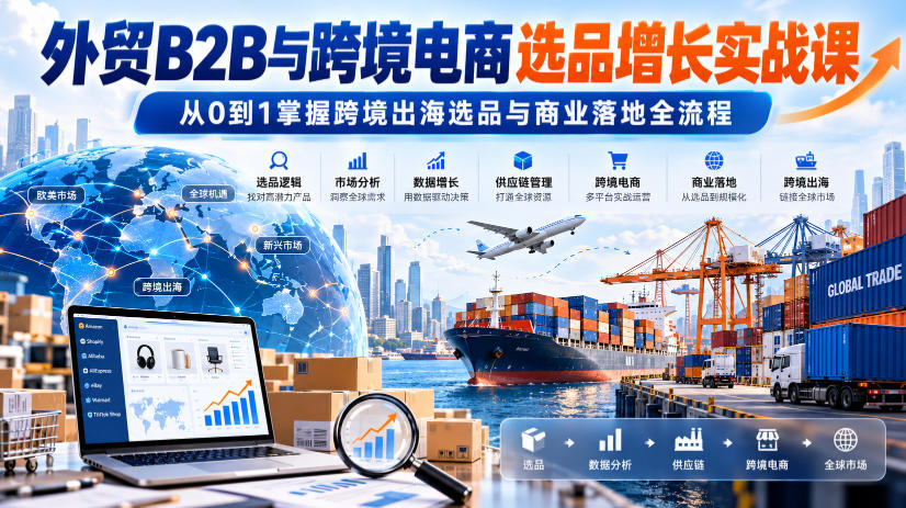 外贸B2B与跨境电商选品增长实战课，从0到1掌握跨境出海选品与商业落地全流程-智享云联