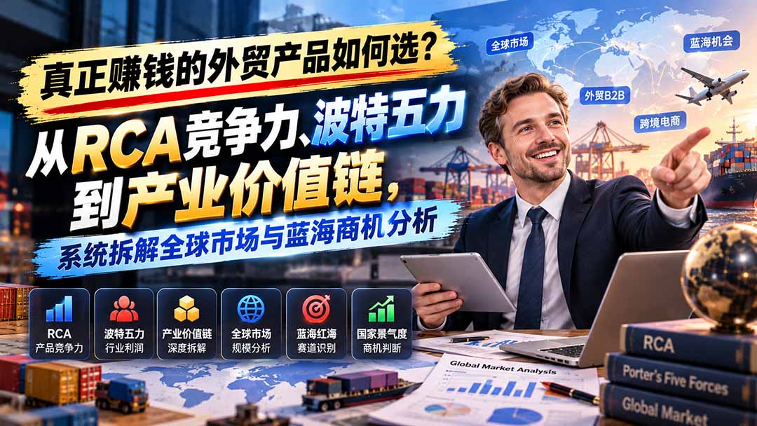 真正赚钱的外贸B2B产品如何选?从RCA竞争力、波特五力到产业价值链,系统拆解全球市场与蓝海商机分析-智享云联