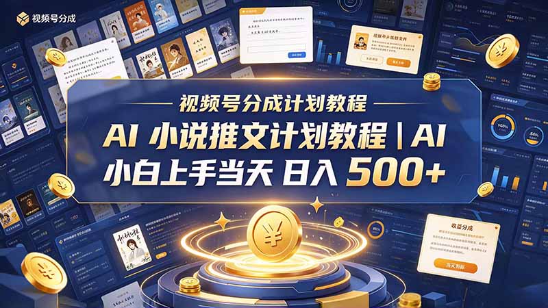 最新视频号分成计划教程|AI 小说推文,小白上手当天日入 500+-智享云联