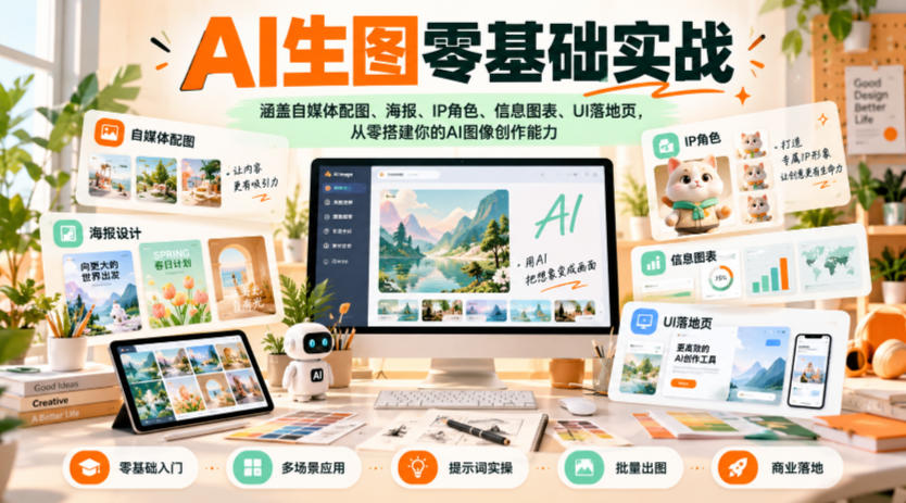 AI生图零基础实战，涵盖自媒体配图、海报、IP角色、信息图表、UI落地页，从零搭建你的AI图像创作能力-智享云联