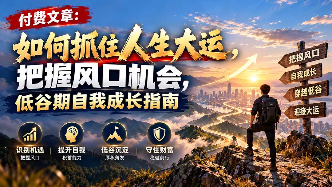 付费文章:如何抓住人生大运,把握风口机会,低谷期自我成长指南-智享云联
