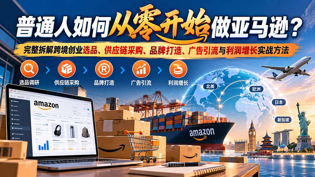 普通人如何从零开始做亚马逊?完整拆解跨境创业选品、供应链采购、品牌打造、广告引流与利润增长实战方法-智享云联