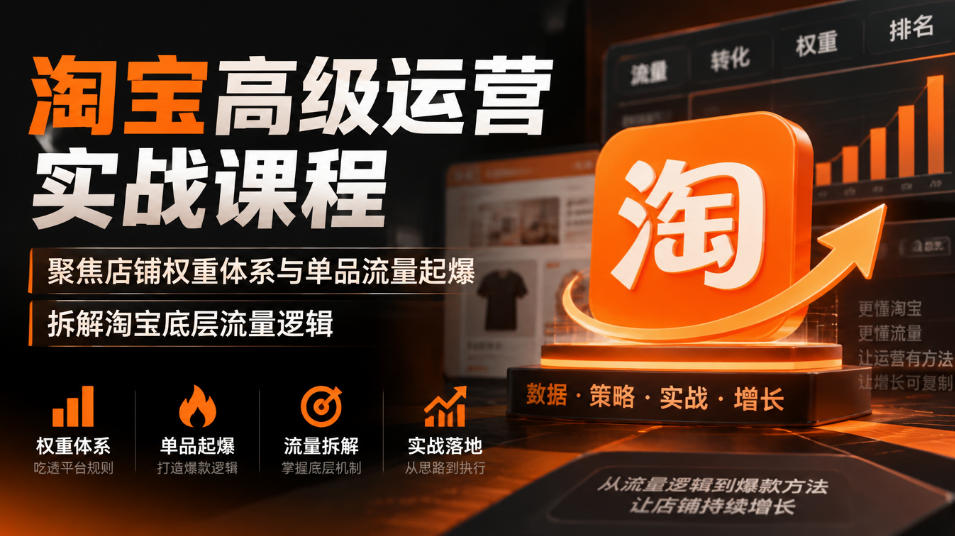 淘宝高级运营实战课程,聚焦店铺权重体系与单品流量起爆,拆解淘宝底层流量逻辑-智享云联
