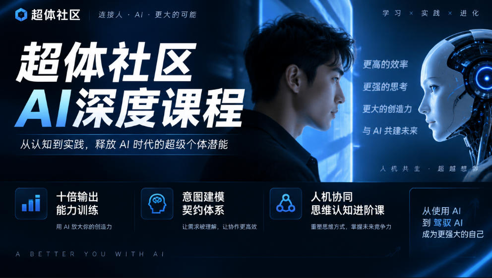 超体社区AI深度课程，十倍输出能力训练，意图建模契约体系，人机协同思维认知进阶课-智享云联