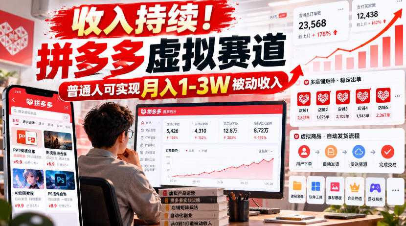 收入持续！拼多多虚拟赛道，普通人可实现月入1-3 W被动收入【揭秘】-智享云联
