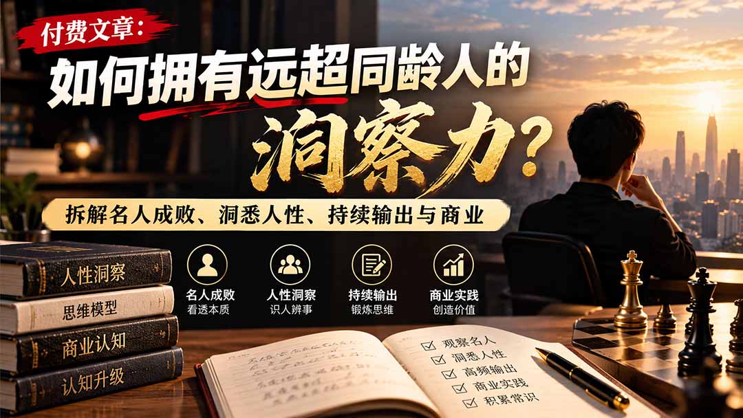 付费文章:如何拥有远超同龄人的洞察力?拆解名人成败、洞悉人性、持续输出与商业实践-智享云联