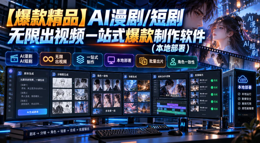 【爆款精品】AI漫剧/短剧无限出视频一站式爆款制作软件(本地部署)-智享云联