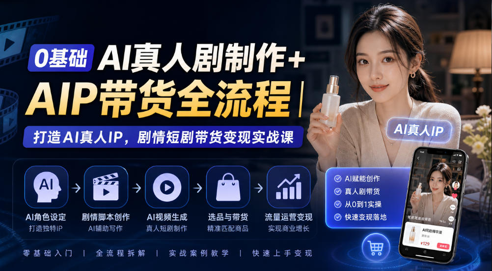 0基础AI真人剧制作+AIP带货全流程｜打造AI真人IP，剧情短剧带货变现实战课-智享云联