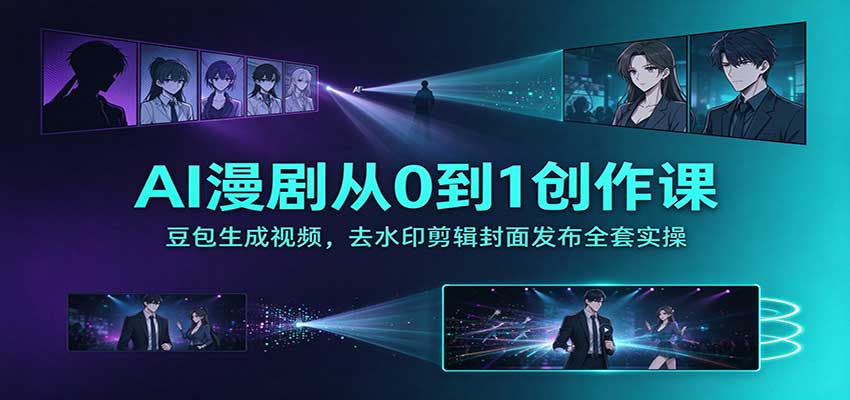 AI漫剧从0到1创作课：豆包生成视频，去水印剪辑封面发布全套实操-智享云联