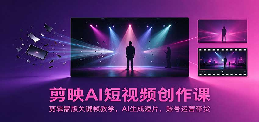剪映AI短视频创作课：剪辑蒙版关键帧教学，AI生成短片，账号运营带货-智享云联