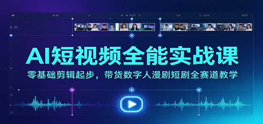 AI短视频全能实战课:零基础剪辑起步,带货数字人漫剧短剧全赛道教学-智享云联