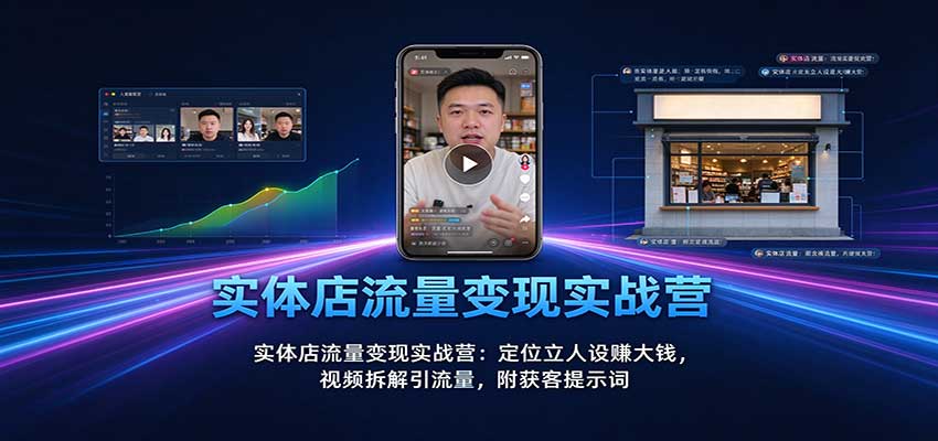 实体店流量变现实战营：定位立人设赚大钱，视频拆解引流量，附获客提示词-智享云联