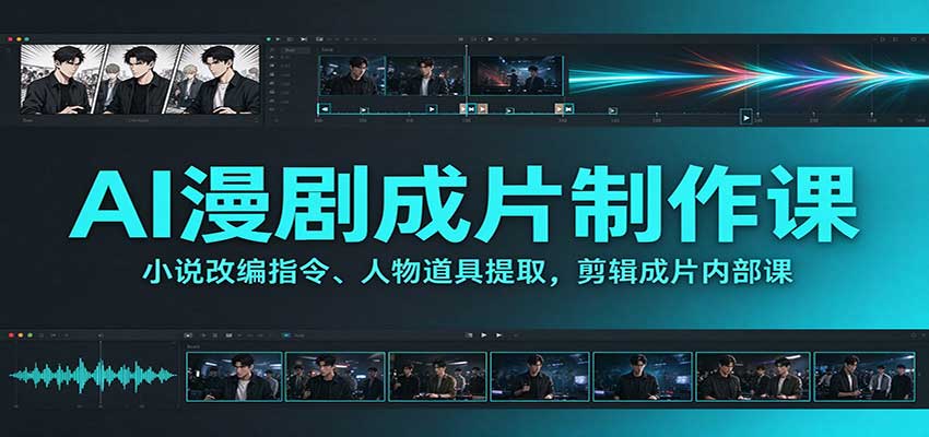 AI漫剧成片制作课：小说改编指令、人物道具提取，剪辑成片全流程-智享云联