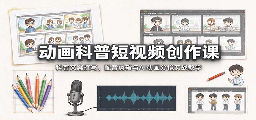 动画科普短视频创作课：科普文案撰写，配音剪辑与AI动画分镜实战教学-智享云联