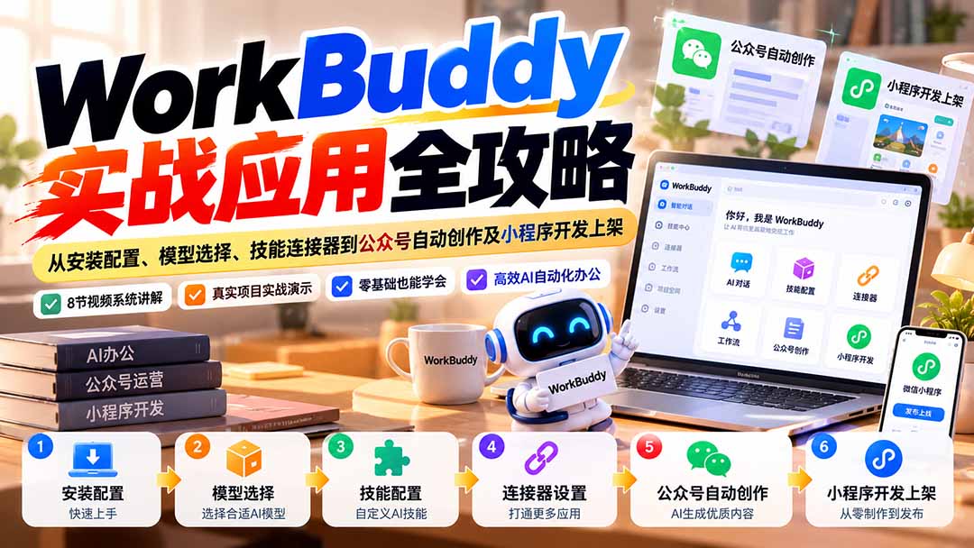 WorkBuddy 实战应用全攻略:从安装配置、模型选择、技能连接器到公众号自动创作及小程序开发上架-智享云联
