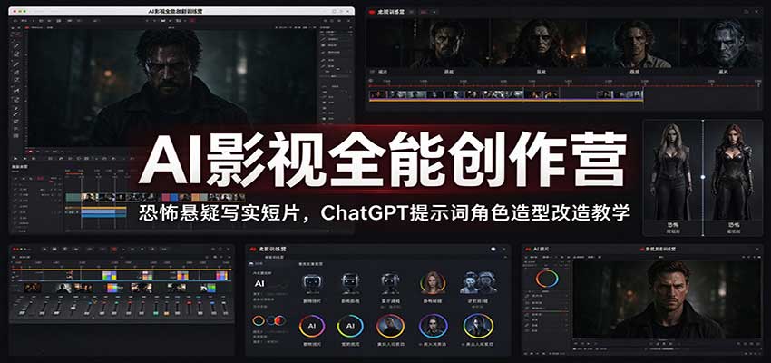 AI影视全能创作营：恐怖悬疑写实短片，ChatGPT提示词角色造型改造教学-智享云联