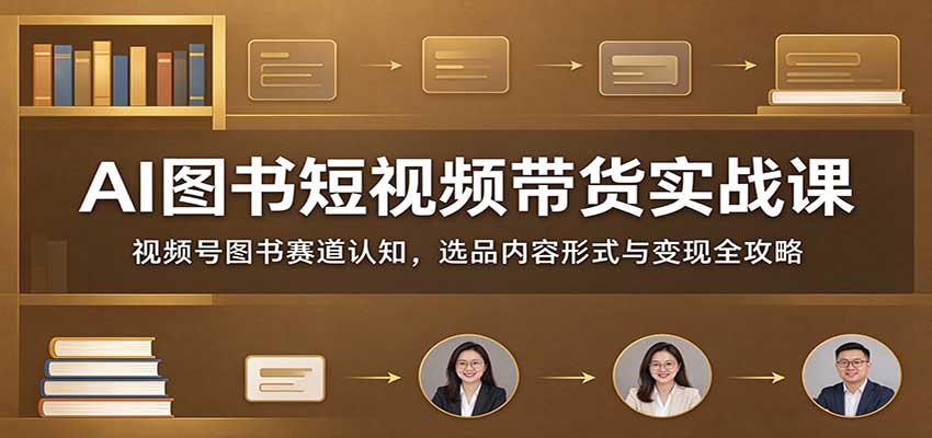 AI图书短视频带货实战课：视频号图书赛道认知，选品内容形式与变现全攻略-智享云联