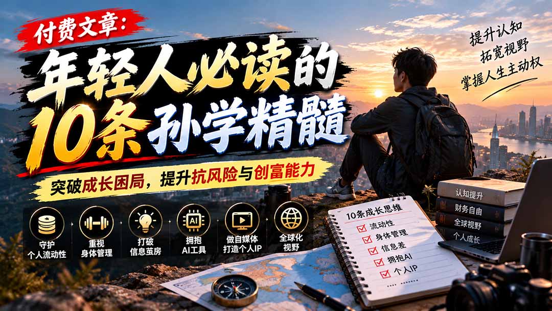 付费文章：年轻人必读的10条孙学精髓，突破成长困局，提升抗风险与创富能力-智享云联