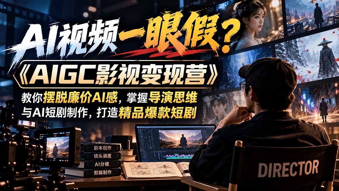 【无水印】AI视频一眼假？《AIGC影视变现营》教你摆脱廉价AI感，掌握导演思维与AI短剧制作，打造精品爆款短剧-智享云联