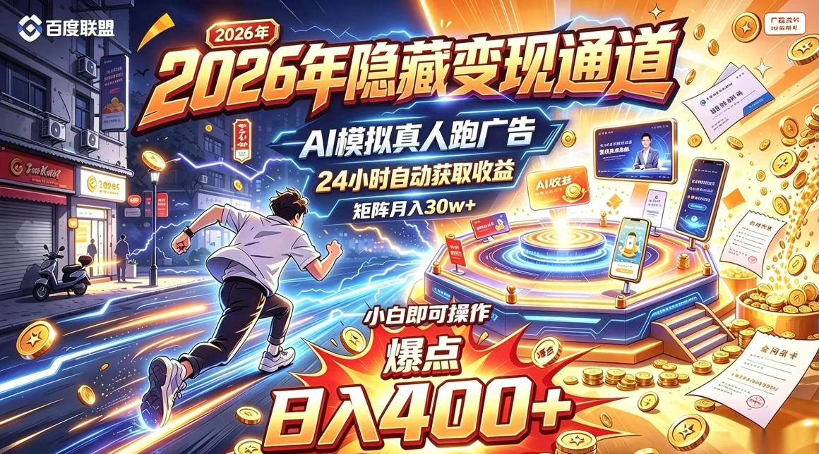 2026年别死磕自媒体，隐藏变现通道，AI模拟真人自动跑广告，小白即可操作，日入400+，矩阵月入可达到30w+【揭秘】-智享云联