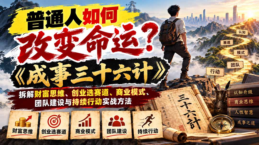 普通人如何改变命运？《成事三十六计》拆解财富思维、创业选赛道、商业模式、团队建设与持续行动实战方法-智享云联