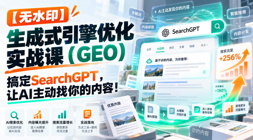【无水印】生成式引擎优化(GEO)实战课：搞定SearchGPT，让AI主动找你的内容！【原创双语字幕】-智享云联