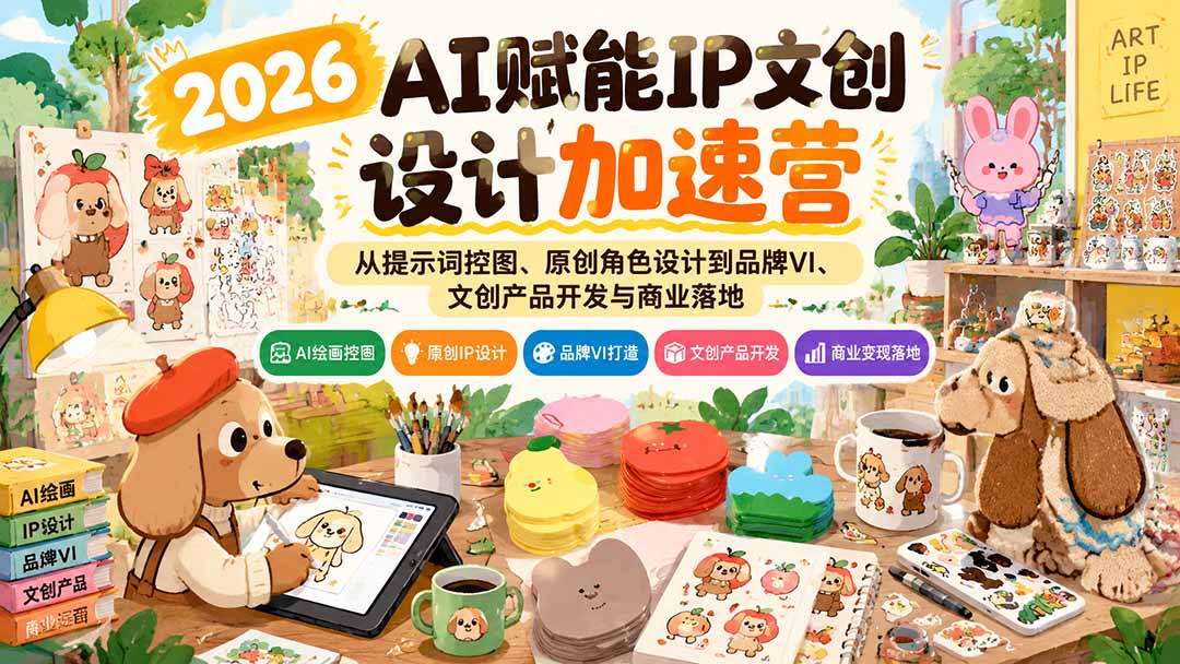 2026AI赋能IP文创设计加速营:从提示词控图、原创角色设计到品牌VI、文创产品开发与商业落地-智享云联