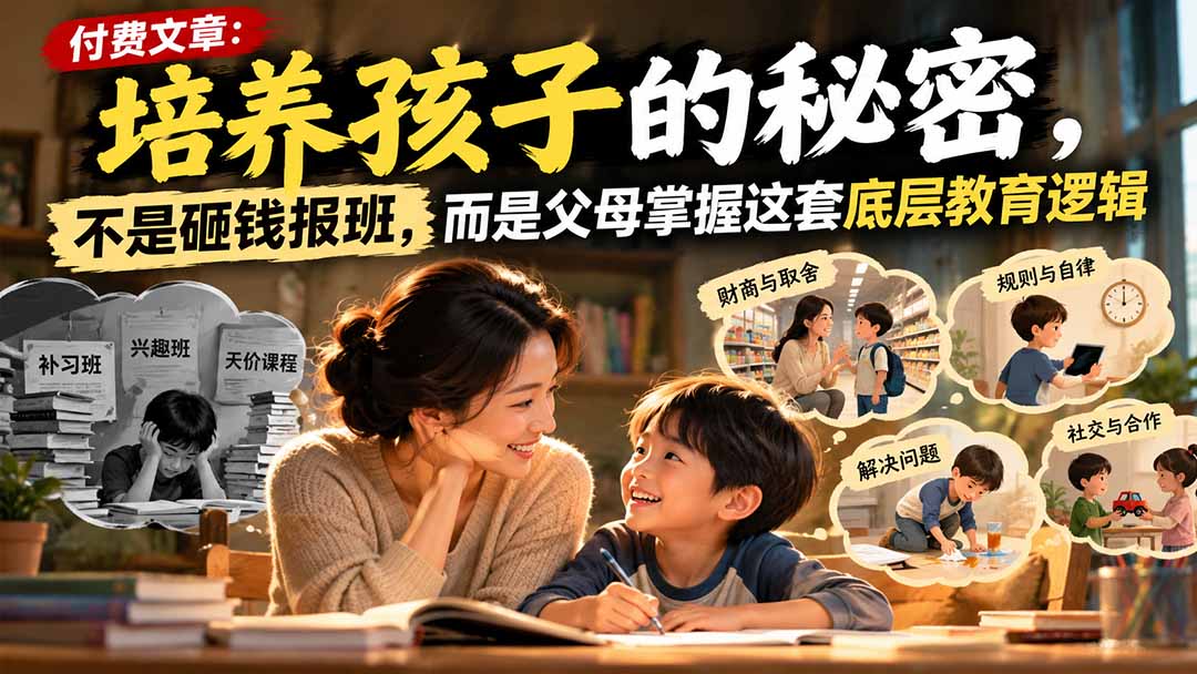 付费文章:培养孩子的秘密,不是砸钱报班,而是父母掌握这套底层教育逻辑-智享云联