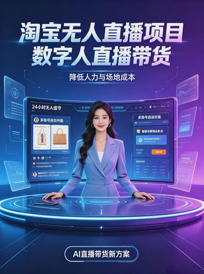 淘宝AI无人直播带货，24小时自动开播低门槛副业，无需真人长时间出镜，持续引流出单【揭秘】-智享云联