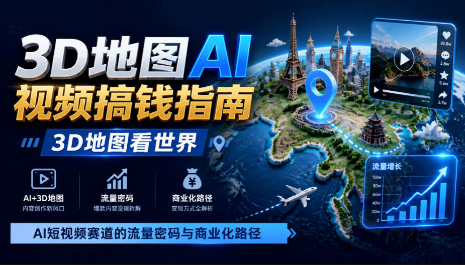 3D地图AI视频搞钱指南,3D地图看世界,AI短视频赛道的流量密码与商业化路径【文档】-智享云联