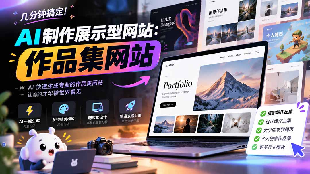 几分钟搞定，AI制作展示型网站制作：作品集网站，用AI快速生成专业的作品集网站，接单变现！-智享云联
